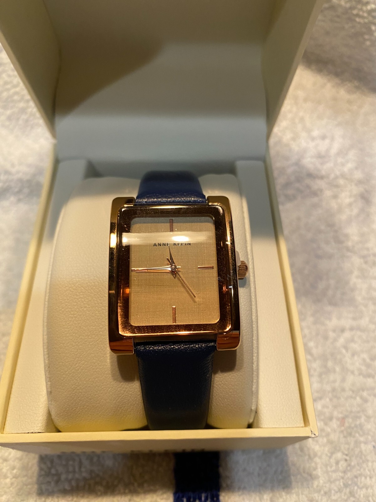 Anne Klein Women\'s Watch Gold-Tone Navy Blue Leather Strap Satin Angelina Navy Blue Watch | Monarchic® main image 3
