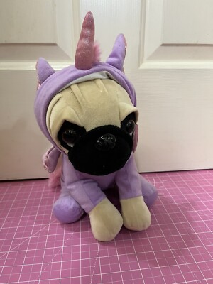 14'' PUG Dog Plush in Purple Winged Unicorn Costume Stuffed Animal by Fun Express