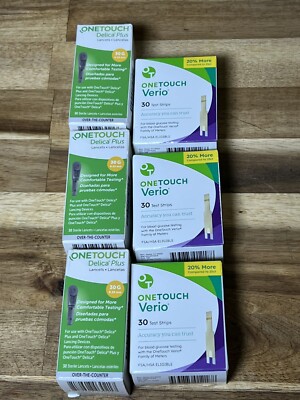 3 PK 90 TOTAL ONETOUCH  Verio Test Strips & 3 Pk 90 Total Delica Plus Lancets