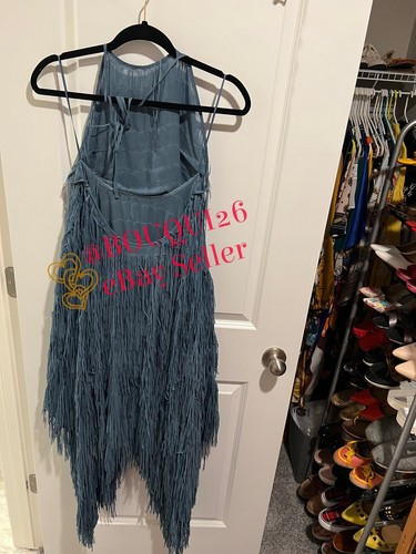 Pre-owned Zara Woman Limited Edition Halter Neck Fringe Dress Size: S - M Ref:2488/103 In Blue