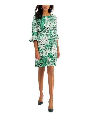 

KASPER DRESS Женское зеленое платье-футляр с рукавом 3/4 и круглым вырезом выше колена, Зеленый