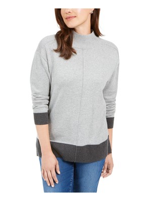 

KAREN SCOTT Женский серый свитер с высоким воротником и рукавами 3/4