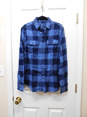 George Long Sleeve Super Soft Flannel Shirt-Blue Plaid-Medium(38-40)-NWT