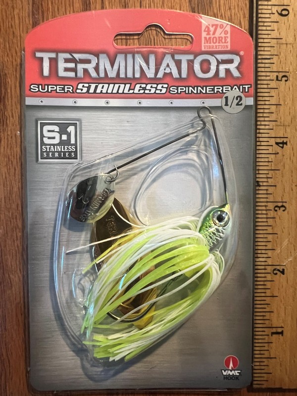 Terminator S-1 Super Stainless Spinnerbait 1/2 oz. Chartreuse White Shad