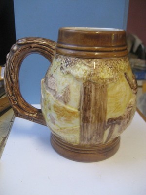 ARTIST SIGNED & DATED 1975 GERMAN STYLE HAND CRAFTED & GLAZED BEER STEIN/MUG