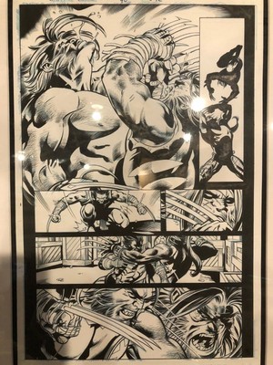 WOLVERINE ORIGINS #40 PG 12 ORIGINAL COMIC BOOK ART BY SCOT EATON VS SABRETOOTH
