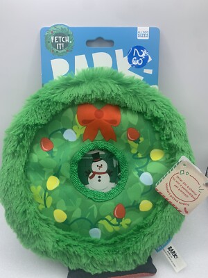 Bark Christmas Pugly Sweater Party Wreath Toss Dog Toy Crinkle T-shirt Rope N1