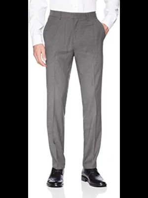 

KENNETH COLE Mens Reaction Grey Flat Front, Брюки Tattersall Slim Fit 37W\32L, Серый, 29301056