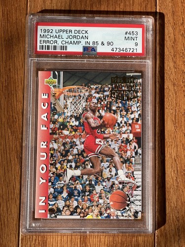 1992 Upper Deck Michael Jordan Dunk Contest Error PSA 9 NBA