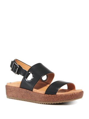 

VIONIC Женские черные кожаные сандалии с ремешком на пятке на платформе Louise Toe Espadrille, Черный, 10011135