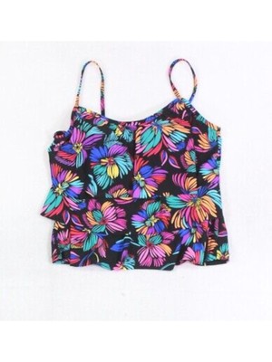 

SWIM SOLUTIONS Женский разноцветный трехуровневый купальник Tankini Top, Черный