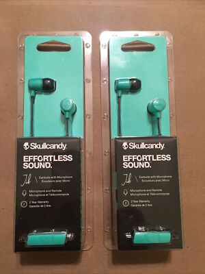 2 pcs skullcandy effortless sound earbuds with microphone Green Color