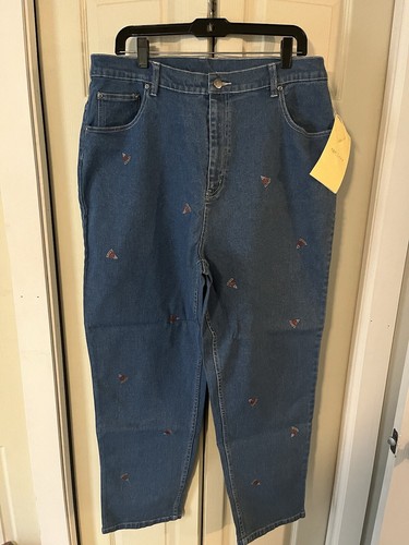 Quacker Factory Jeans Womens 20W Blue High Rise Candy Corn