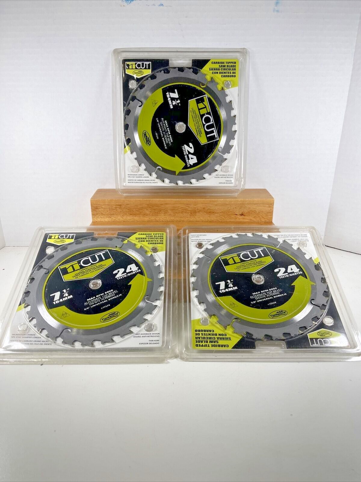 3X Vintage 7-1/4 X 24 Teeth Carbide Tip Saw Blades 5/8