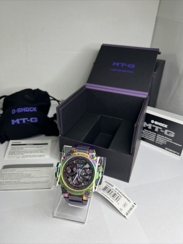 Pre-owned Casio G-shock Aurora Oval Rainbow Ion Plated Le Watch Mtgb3000prb-1acr