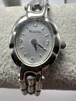 Bulova 91L14 Ladies Watch 16MM 7.25'' New Battery Silver Tone Q