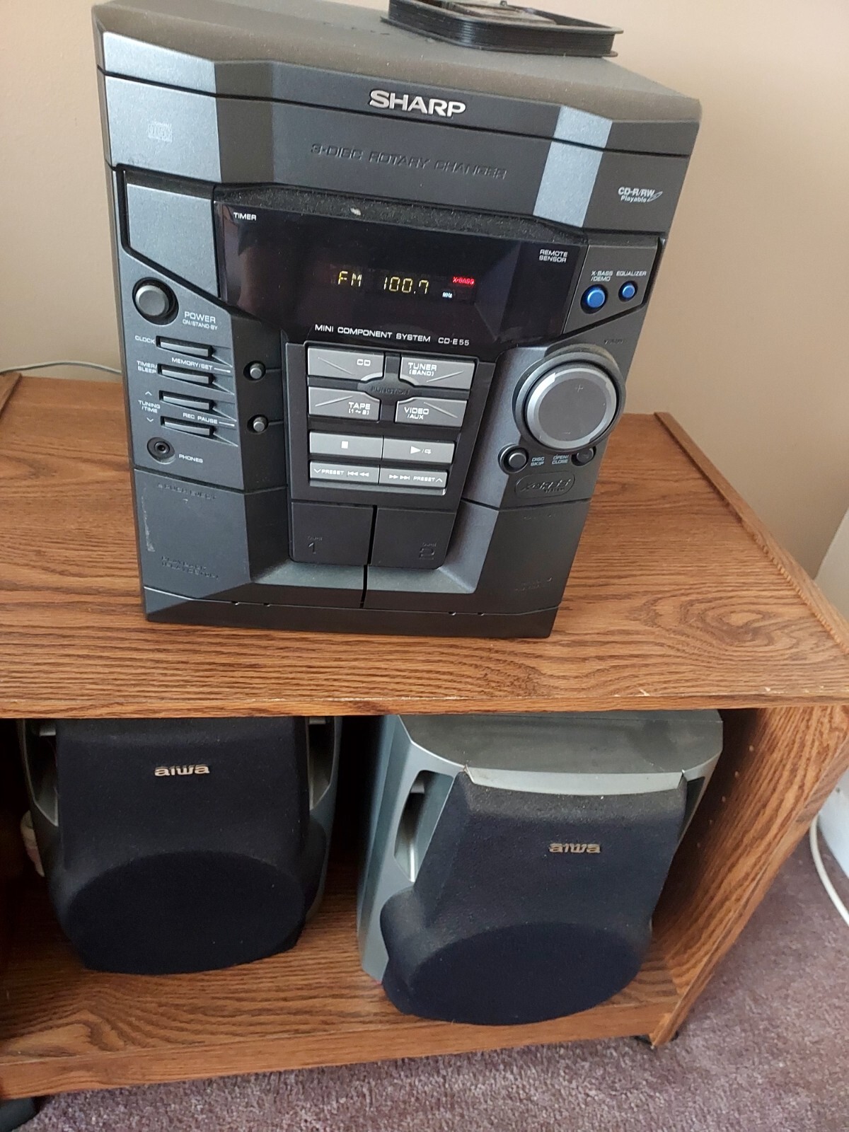 Stereo radio, cassette and dvd player with speakers and cabinet 24"x16"