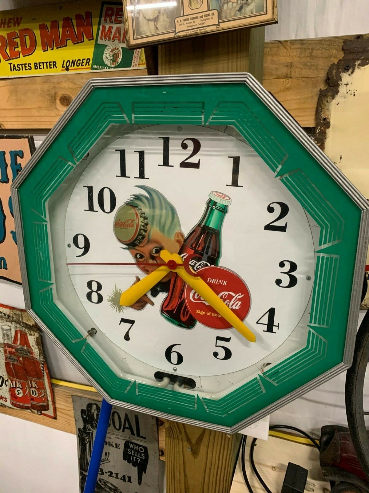 Vintage Coca-Cola Restaurant Neon Clock Sprite Boy Gas Oil