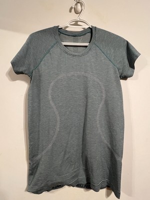 Lululemon Run: Swiftly Tech Short Sleeve Crew Tempo Stripe Teal Size 10
