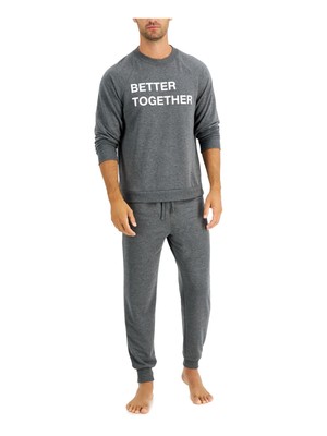 FAMILY PJs Mens Better Together Серая футболка Топ Брюки с манжетами Эластичная пижама M