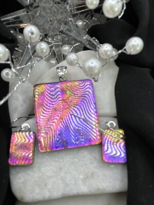 Handmade Dichroic Glass Pendant- LOVE THAT GLASS- Newest glass! Pendant Set