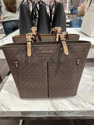 Michael Kors Jet Set Travel Medium Double Pocket Tote + dust bag (Mocha)