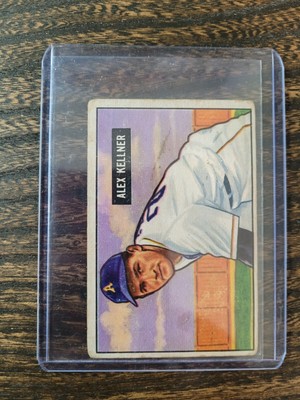 1951 BOWMAN ALEX KELLNER 57 PAPER TEAR ON BACK BASEBALL PHILADELPHIA ATHLETICS
