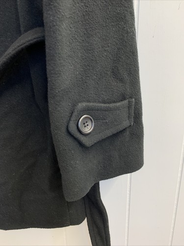 Lerry Levine Jacket Womens Petite 12 Button Up Mid Length Black Sport Wool Coat