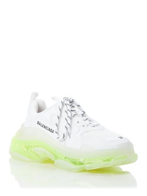 

BALENCIAGA Женские спортивные кроссовки White Logo Comfort Triple S с круглым носком, Белый, 544351W2FR1