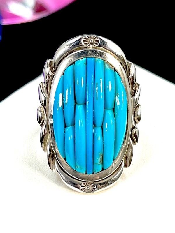 Incredible Vintage Native American Navajo Blue Turquoise Sterling Silver Pete Ring Incredible Vintage Native American Navajo Blue Turquoise Sterling Silver Pete Ring