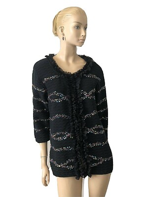 NWT MICHAEL SIMON  EMBELLISHED-SEQUIN 3/4 SLEEVES CARDIGAN SWEATER SIZE 1X