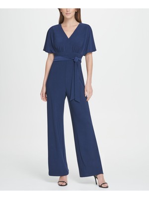 

DKNY Женский темно-синий комбинезон с завязками и короткими рукавами и V-образным вырезом, Navy