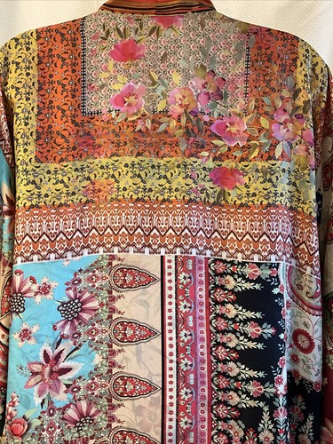 Pre-owned Johnny Was Silk Journey Kimono Nwt$515 Xsmall Scarf Prints Reversible In Multicolor