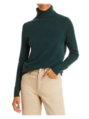 

Дизайнерский бренд женский зеленый ребристый свитер с высоким воротником и длинными рукавами