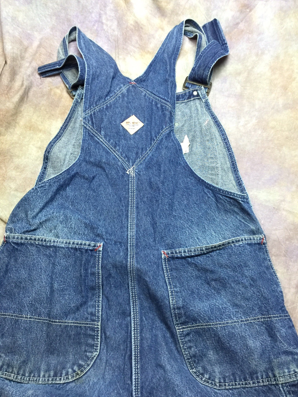 SCI Vintage Distressed Big Mac Denim Bib Overalls Work Wear Penney's Square Bak