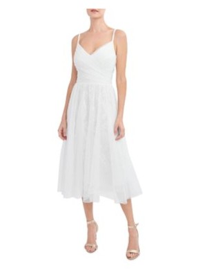 Женское платье миди на тонких бретельках из белого тюля цвета МОРСКОЙ волны с подкладкой + расклешенное платье-клеш 0