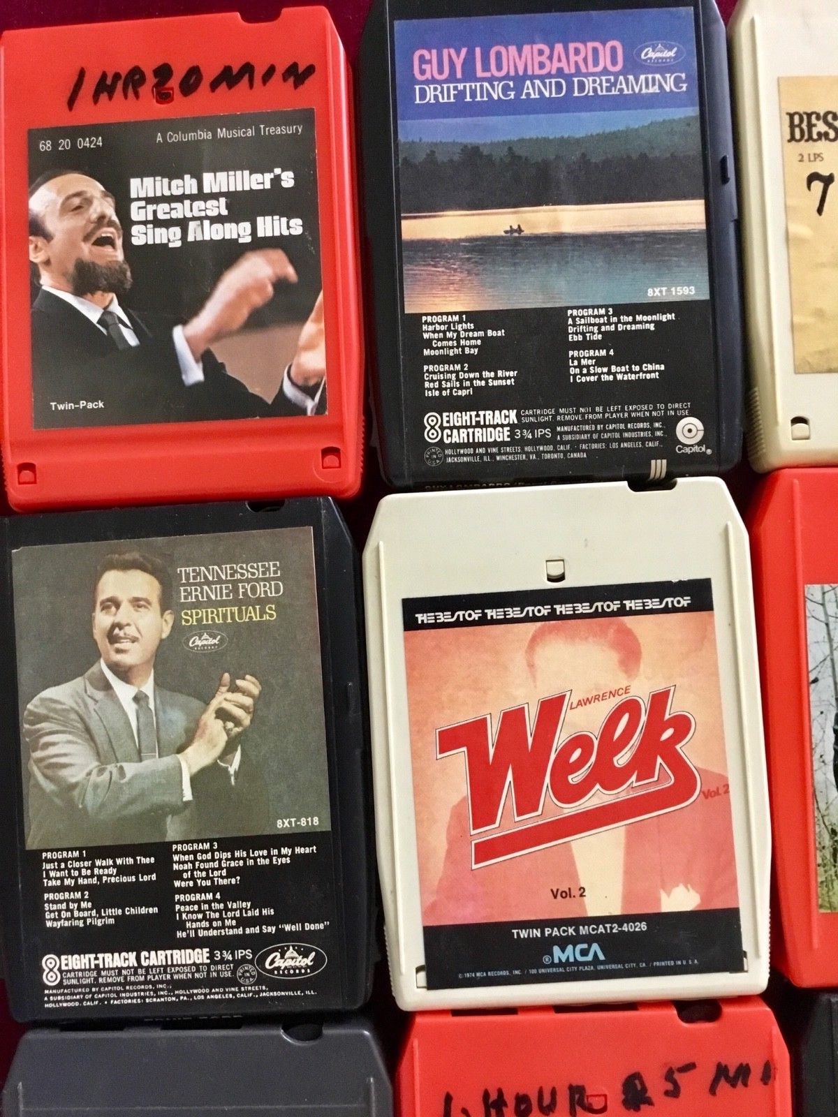 9 Vintage 8 track cassette tapes incl Mitch Miller  Welk Tennessee Ernie Ford