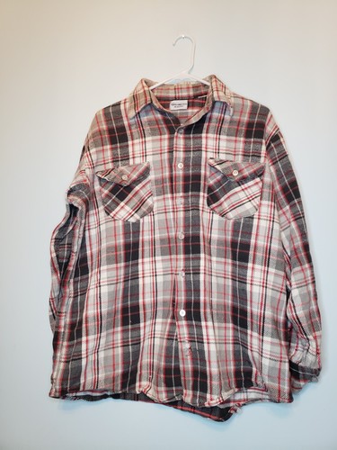 Vtg 90s OshKosh B'Gosh Men Sz L Flannel Shirt Plaid Multicolor Button  FLAW