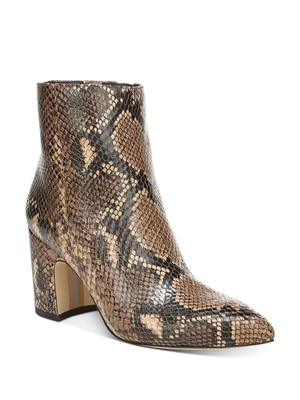 

SAM EDELMAN Женские коричневые кожаные ботильоны Hilty со змеиным острым носком на блочном каблуке, 7 м, Коричневый, G05025L