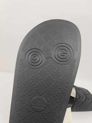 Pre-owned Gucci 601041 Gg Matelasse Quilted Gg Rubber Men's Sandals 11 11.5 Us In Black