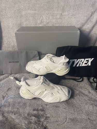 Pre-owned Balenciaga White Rubber And Mesh Tyrex Sneakers Monochrome Size Eu 36/us 5.5