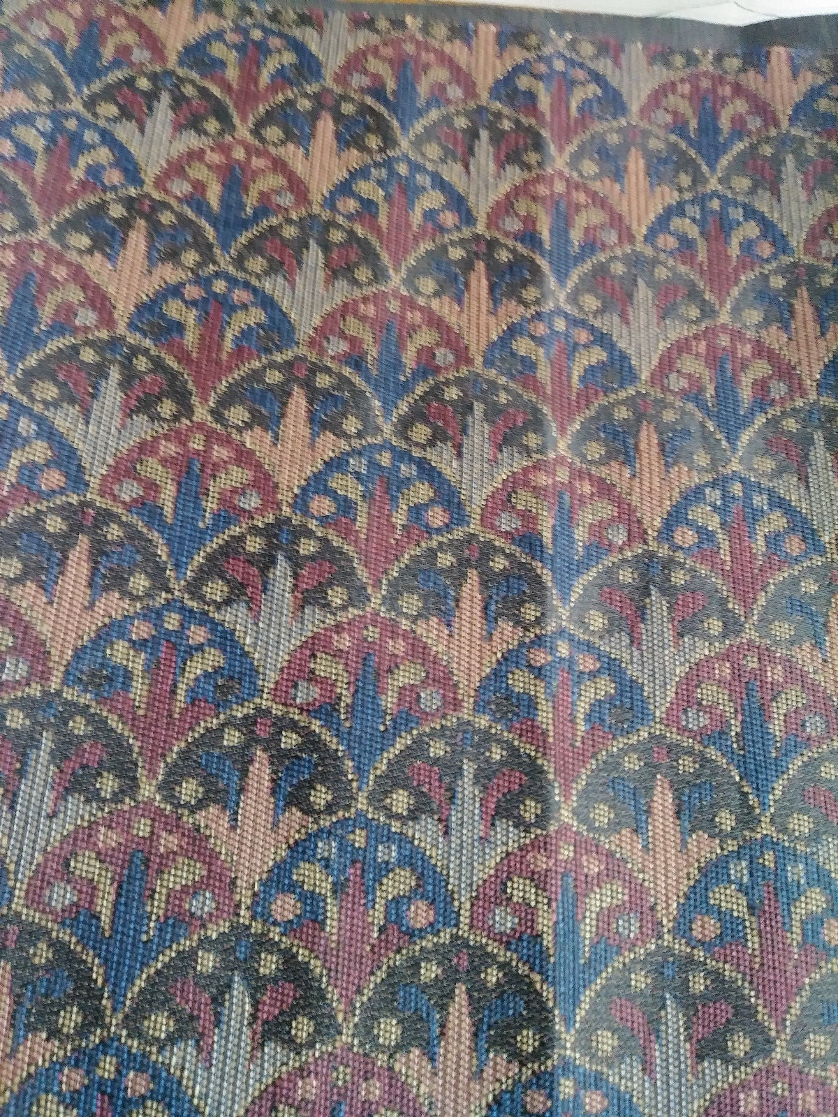 Upholstery Fabric Remnant Maroon/Black/Pink 1 1/3Yd x 13
