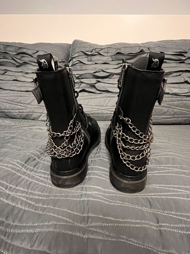 Demonia Bolt 250 Goth Combat Ankle Boots Black Matte Men Size 7 Women Size 9