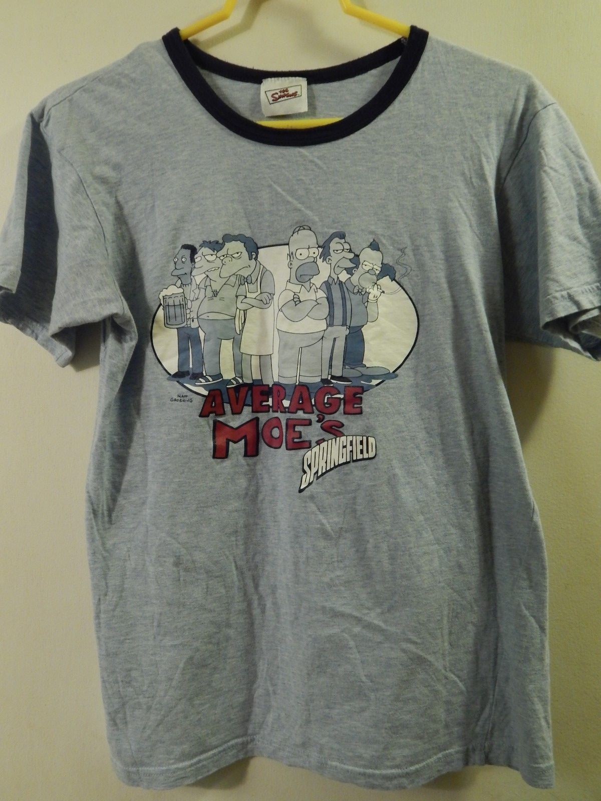 The Simpsons ~Average Moe's~ Springfield [Blue] Adult Med. ~T-SHIRT~ Krusty +