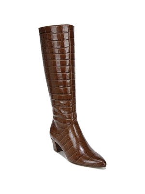 NATURALIZER Женские коричневые сапоги из крокодиловой кожи на каблуке Melanie с широкой икрой 8 W WC