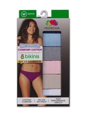 Fruit Of The Loom  Women's 360° Stretch Comfort Cotton Bikini 6+1 Bonus Pack