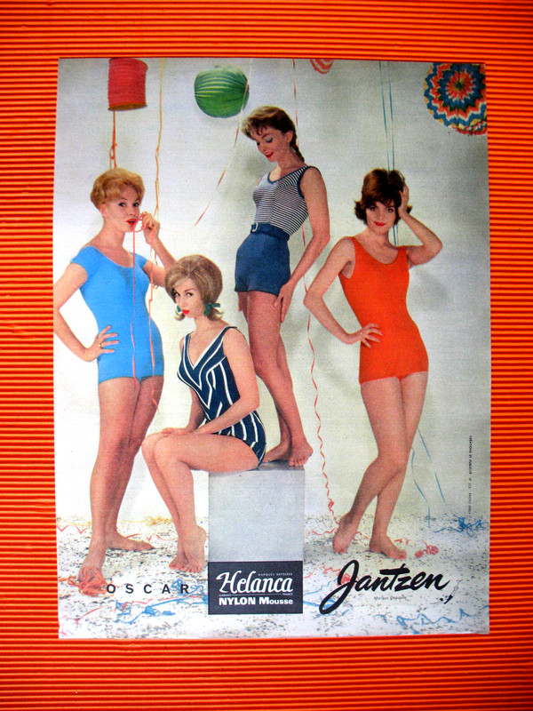 Publicite De Presse Jantzen Maillot Bain Oscar Helanca Nylon Mousse Ad 1959