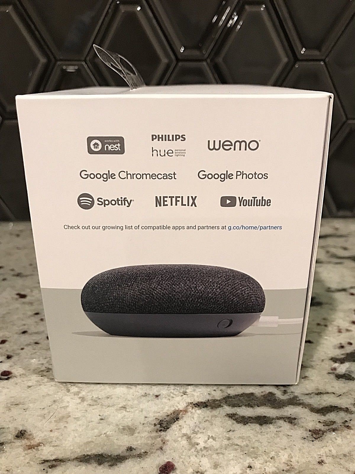 Google Home Mini Smart Home Assistant Small Speaker - Charcoal - New in Box