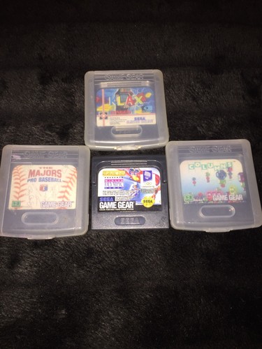 Lot of 4 Sega Game Gear Carts -Klax, Columns, Baseball, & Winter Olympic Games