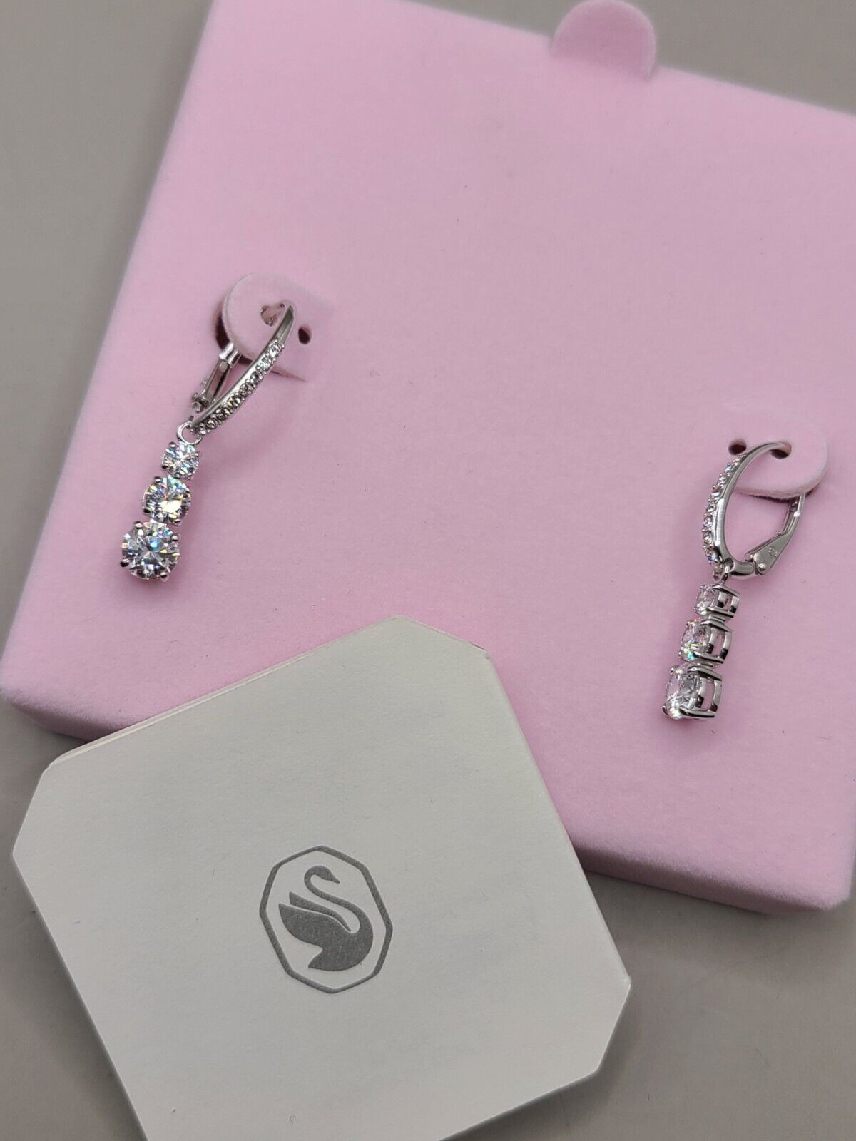 Swarovski Attract Trilogy Hoop White Rhodium Plated Earrings 5416155 Swarovski Attract Trilogy Hoop White Rhodium Plated Earrings 5416155
